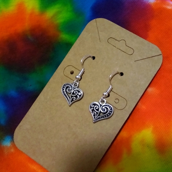Handcrafted Heart Charm Earrings - Picture 4 of 4
